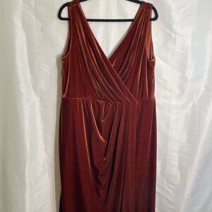 Revelry Blair Velvet Maxi Bridesmaid Dress - Terracotta - Size 22